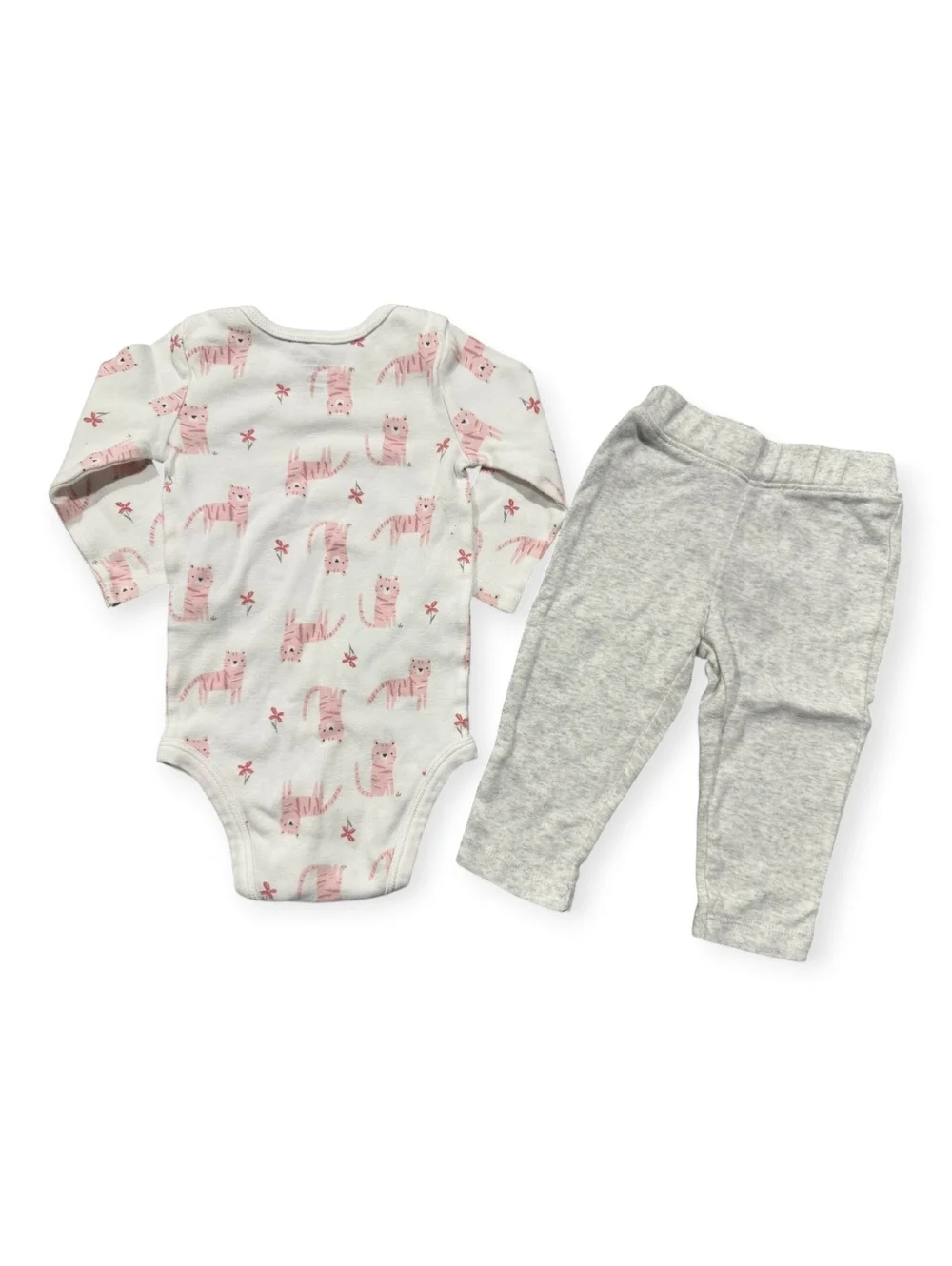 Carter's 6M Baby Girl 2-Piece Set - Pink Cat Print Bodysuit and Grey Pants